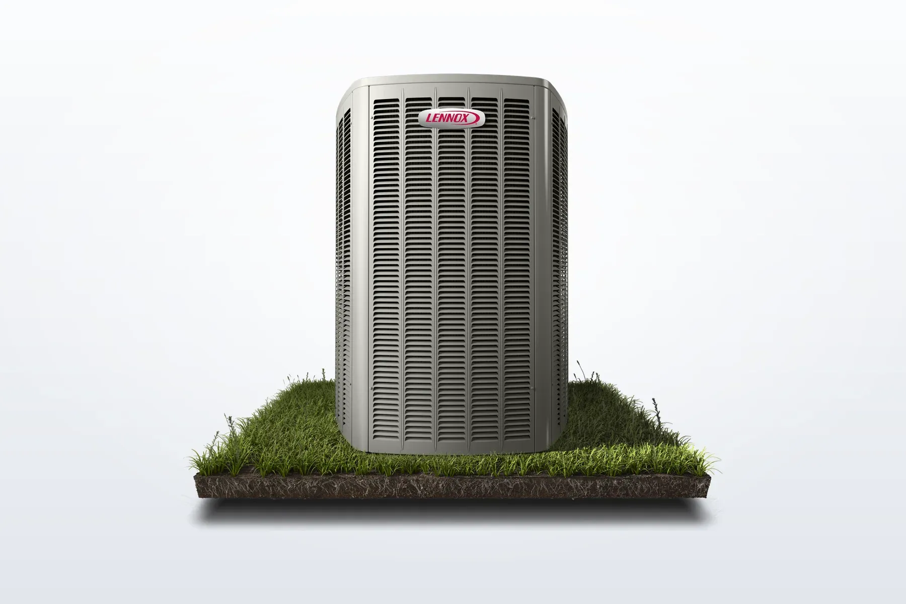 High-efficiency Lennox Elite series heat pump beside a home.