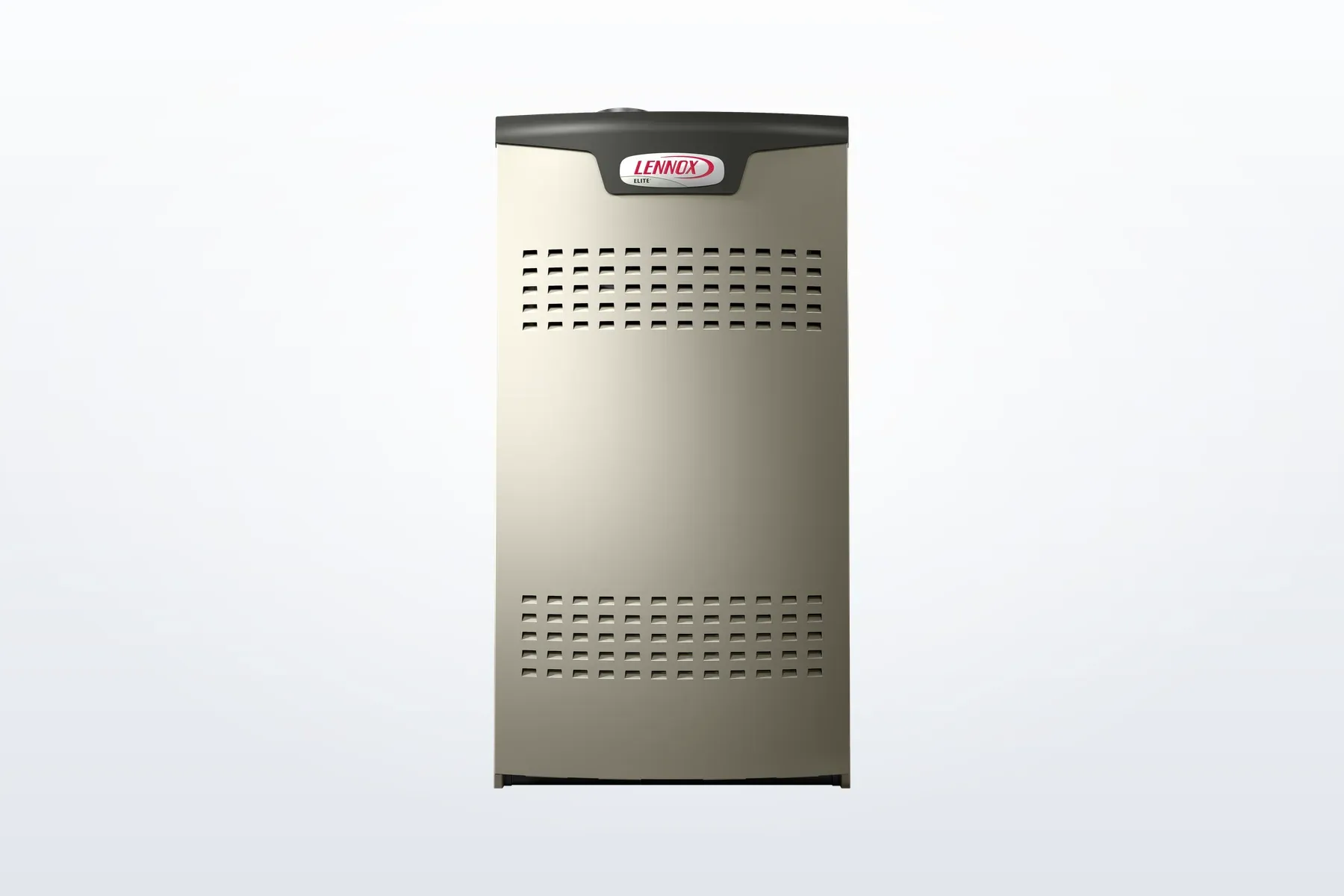 Lennox 80% AFUE furnace cabinet, front view.