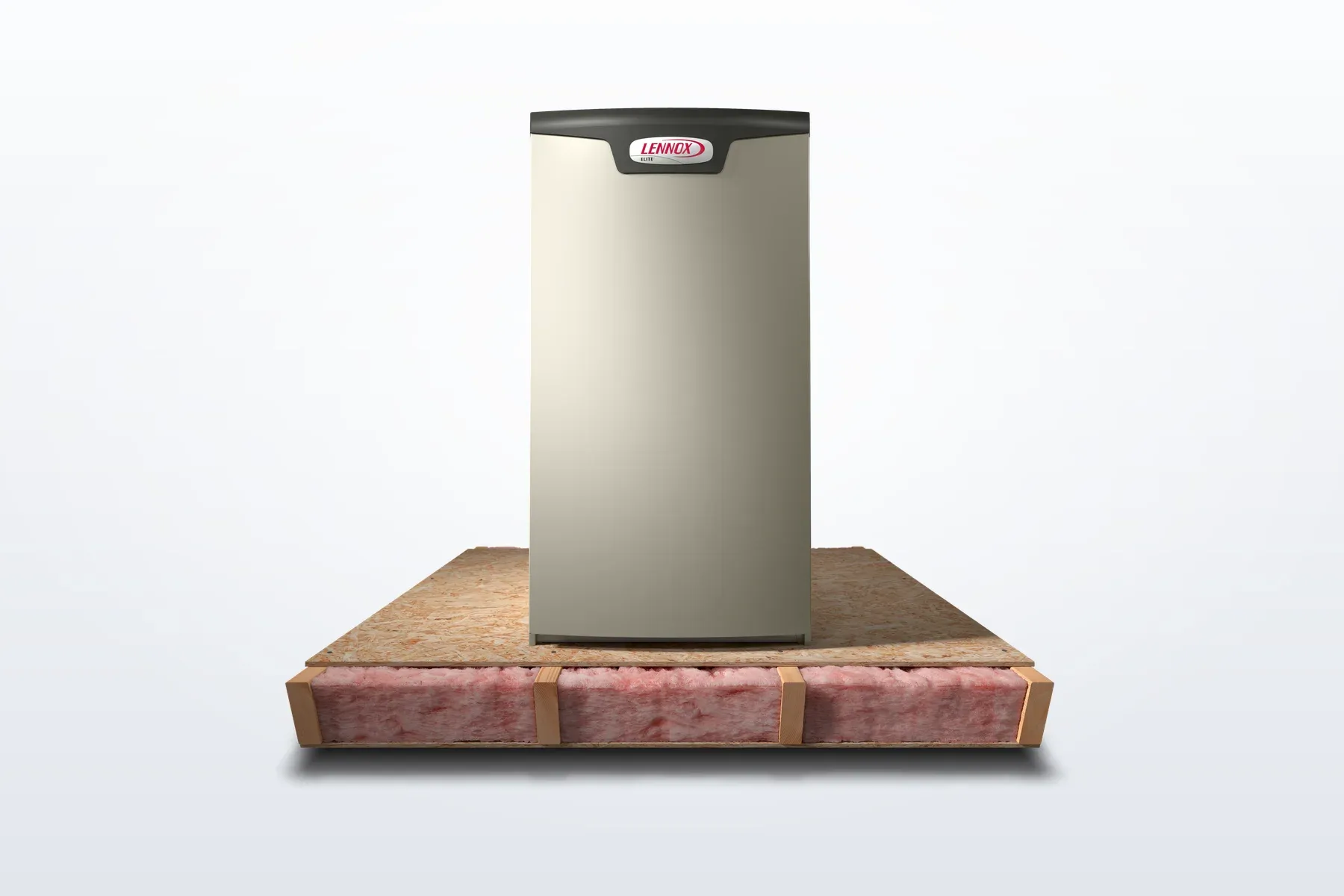 High-efficiency Lennox 90% AFUE furnace installed in an attic.