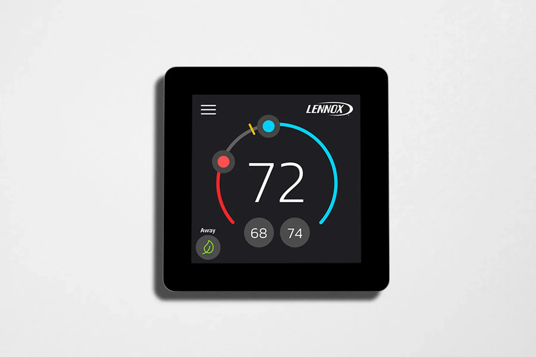 Lennox L40 thermostat mounted on a wall.